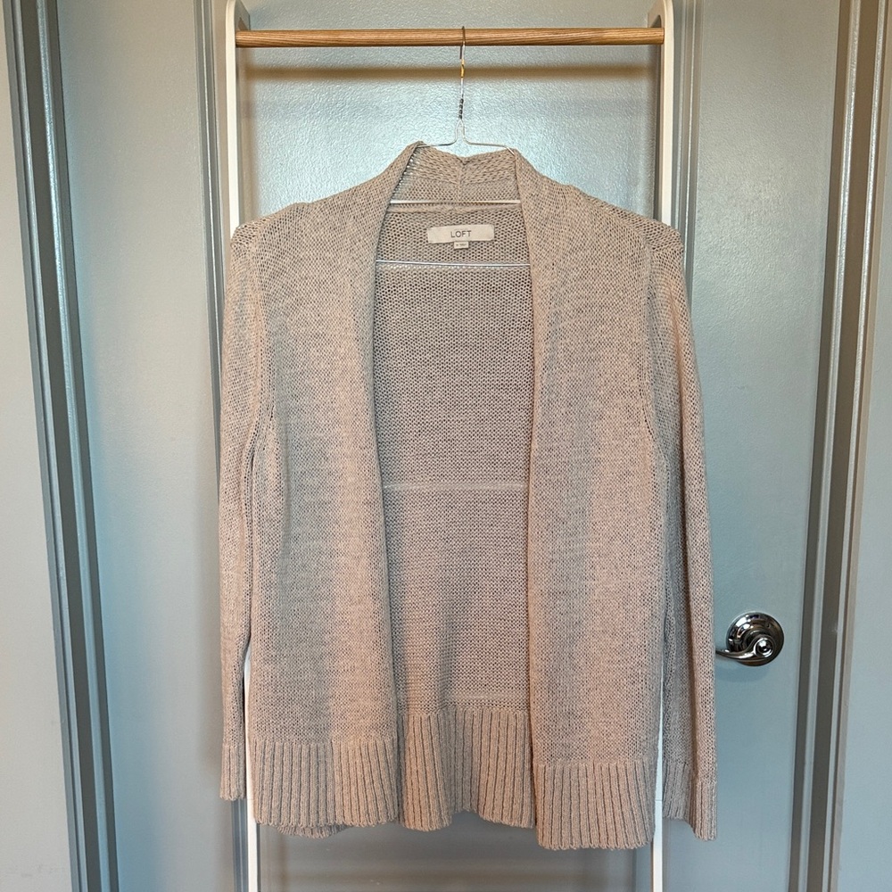 LOFT Light Gray Open-Front Cardigan